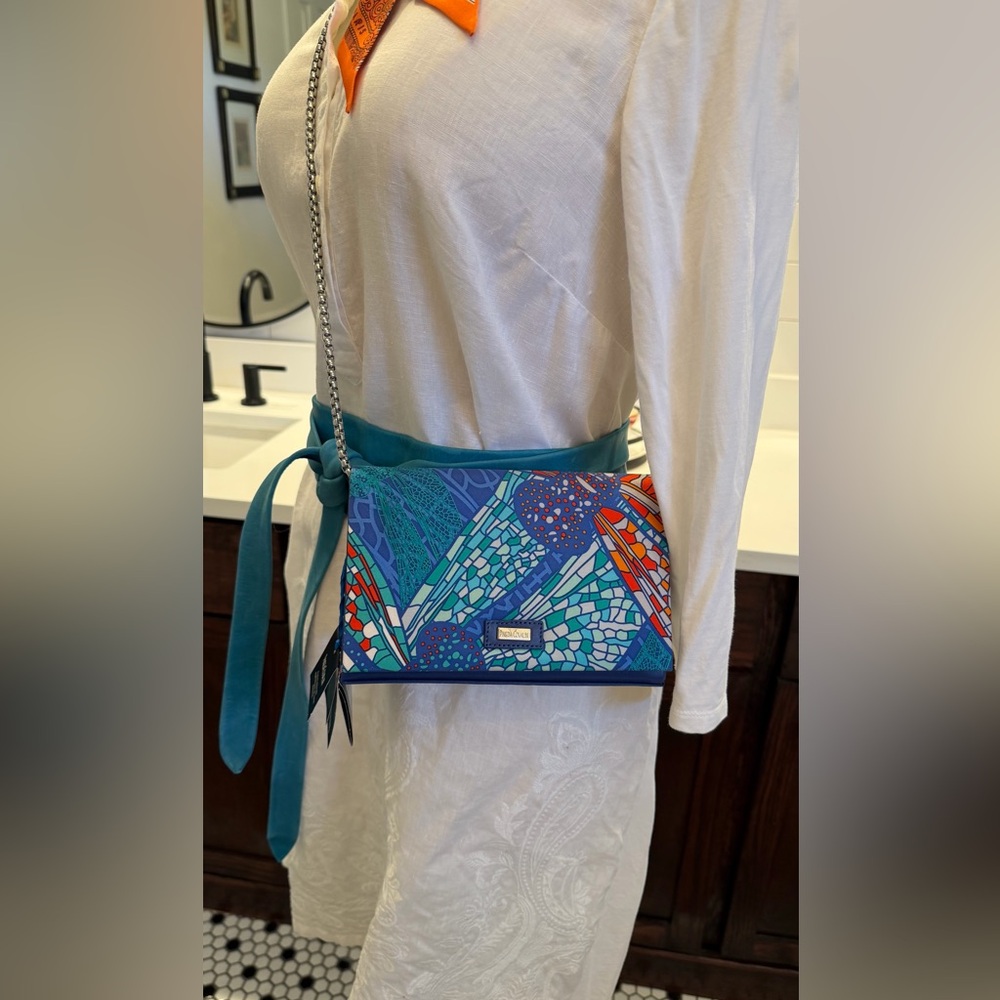 NWT Pineta Covalin Dragonfly Silk Clutch Chain Shoulder Bag - Picture 14 of 15